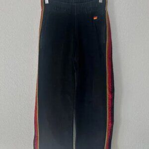 Aviator Nation Wide Leg terry pants w zip pockets green /zip pockets size xl 31"